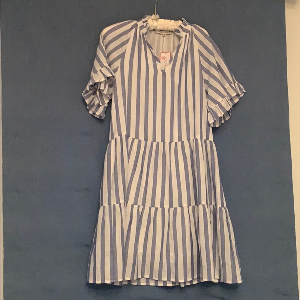Blue and white stripped dress